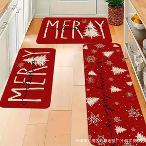 Juego de Alfombrillas de Cocina Navideñas con Patrón de Copos de Nieve Rojos, Antideslizantes, Absorbentes de Agua, Rectangulares, Estilo Rústico, Fáciles de Limpiar - Product Image 1