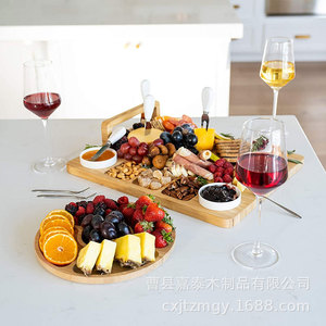 Ensemble de planches à fromage en bambou avec couverts, plateau à fromage en bois pour servir fruits et pain, style simple - Product Image 3