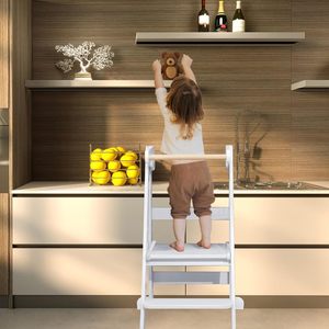 Katlanabilir yürümeye başlayan kule 3-ayarlanabilir yükseklik Montessori ayakta dışkı 1-6 yıl çocuklar mutfak yardımcısı - Product Image 4