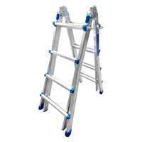 Échelle d'extension multi-positions 4x3 marches en aluminium durable avec pieds évasés, capacité 150 kg, conforme EN, pour supermarché, escalier, extérieur, entrepôt, salle de bain