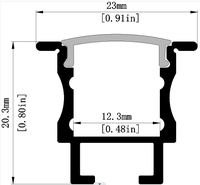 Profil encastré 23*20mm LVSEN LS-179, canal lumineux LED, diffuseur de profil LED, extrusion de profil pour bande LED