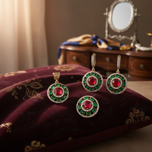 ทับทิมหินแท้การออกแบบชุดขายส่งตุรกี Handcrafted ชุดเงินผู้หญิงอินเทรนด์แฟชั่น - Product Image 3
