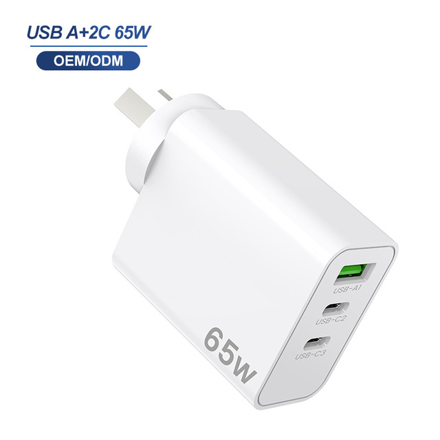 Wholesales 65w Charger Type c AU Plug Adjustable 25w 45w 65w Super Fast Gan Charger for Smart Mobile Device