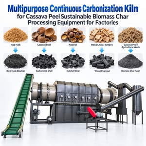 Four de carbonisation continue polyvalent pour la peau de manioc, équipement de traitement de la biomasse durable pour les usines - Product Image 1