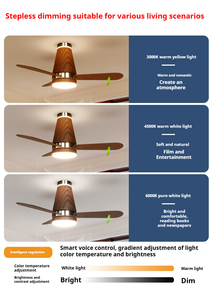 33-inch hiện đại LED Trần người hâm mộ với 3 Blades DC động cơ thông minh điều khiển từ xa xoay bằng gỗ LED đèn cho phòng khách nhà - Product Image 6