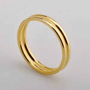 Wholesale 316 L Simple Stainless Steel Rings Gold Plated Men's High Polishing Rings