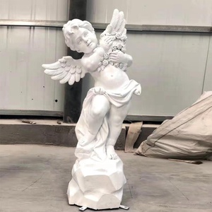 Couleur blanche grandeur nature bronze couleur fibre de verre résine <span class=keywords><strong>petit</strong></span> ange sculpture chérubin enfants statue - Product Image 1