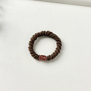 Élastique à cheveux torsadé Lucky Zodiac en nylon, pour queue de cheval haute, couleurs beige, brun clair, brun foncé, noir, accessoire de coiffure décontracté - Product Image 4