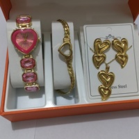 Lot de 5 montres-bracelets de luxe pour femmes en acier inoxydable avec strass et bijoux en forme de cœur, mouvement à quartz, Relogio Feminino