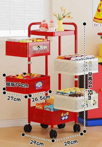 Hot Sale Plastic Metal Kitchen Trolley <b>Cart</b> <b>Storage</b> Rack 360 Degree Rotating Baskets Multi-functional Save Space for Home Hotel - Product Image 5