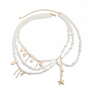 Women's Alloy Seashell Body <b>Chain</b> Pearl Layered Waist Jewelry Ocean Resort Style Conch Pendant for Engagement Beach Vacation - Product Image 3