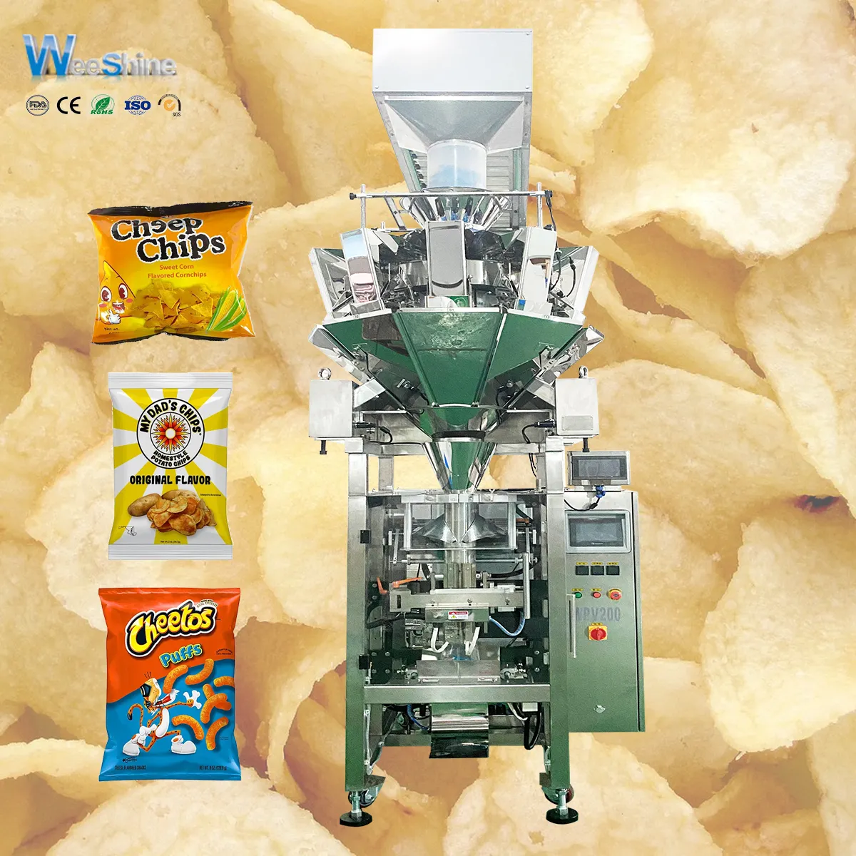 Machine d'emballage multifonctionnelle automatique de céréales avec azote pour pommes de terre frites snacks bonbons noix dattes