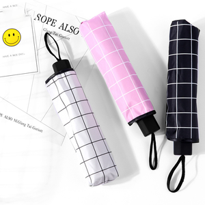 공장 맞춤형 8K 3 배 수동 UV 격자 무늬 휴대용 방풍 우산 로고 비즈니스 선물로 비즈니스 비 및 태양 보호 - Product Image 2