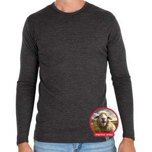 CELINNE 100% <b>Merino</b> Wool <b>Base</b> <b>Layer</b> <b>Men</b> Tops Midweight Long Sleeve Shirt Undershirt Slim Fit <b>Mens</b> Active <b>Base</b> <b>Layer</b> - Product Image 2