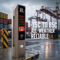 Système de contrôle d'accès au stationnement par reconnaissance de plaques d'immatriculation (LPR) haute précision avec écran LED extérieur intégré pour la gestion des véhicules et barrière de contrôle.