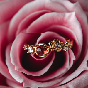 Anillo <span class=keywords><strong>de</strong></span> Oro Rosa con Gema <span class=keywords><strong>de</strong></span> Granate Venus para Mujer, Estilo Japonés, Lujo Ligero, Joyería Sencilla y Dulce, Creado en Laboratorio - Product Image 2