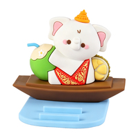 Support de téléphone éléphant blanc du Marché Flottant Thaïlandais, décoration de bureau mignonne, support de téléphone en PVC en forme d'éléphant de dessin animé, portrait ou paysage