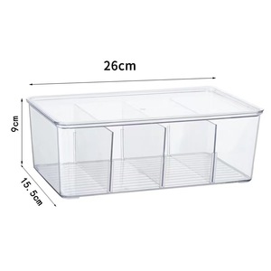 Organizador de nevera apilable, contenedor de comida transparente con divisor, nevera, caja de almacenamiento de bebidas y aperitivos - Product Image 6