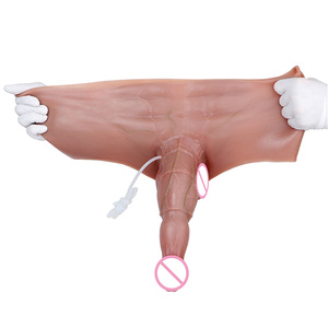 Dildo creux à sangle avec fonction de jet de liquide, design musculaire 3D réaliste, manchon de pénis portable, 2 couleurs, pour adultes 18+ - Product Image 4