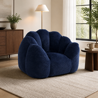Fauteuil d'appoint en mousse irrégulière de haute qualité avec emballage compressé, en tissu court peluche bleu marine pour salon et coin lecture