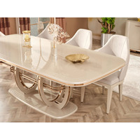 Ensemble de table à manger ronde en marbre pour 6 personnes avec structure en métal artisanal moderne pour la salle à manger à domicile