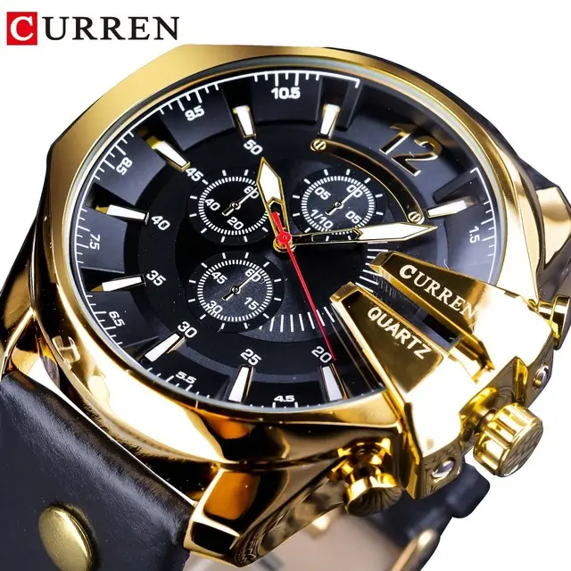 CURREN 8176 Men's Watch Casual Man Sports Big Dial Leather Watches Men Wrist Luxury Quartz Waterproof Wristwatches Reloj Hombre