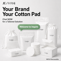 Tampons de coton ronds épais à 1 couche, personnalisables avec logo OEM, certifiés ISO9001, sans peluches, pour le nettoyage du visage