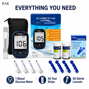 <span class=keywords><strong>Bandelettes</strong></span> de test de <span class=keywords><strong>glycémie</strong></span> Exactive <span class=keywords><strong>Vital</strong></span> en gros, compatibles avec 50 <span class=keywords><strong>bandelettes</strong></span> de test + 50 lancettes pour la mesure de la <span class=keywords><strong>glycémie</strong></span> - Product Image 1