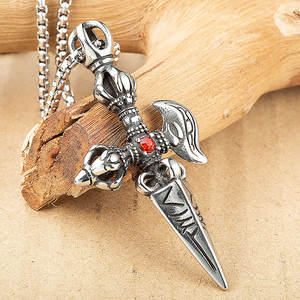 عقد من مصنع Dongguan من الفولاذ المقاوم للصدأ قلادة عتيقة على شكل سيف قلادة صليب أرثوذوكسي قوطي - Product Image 6