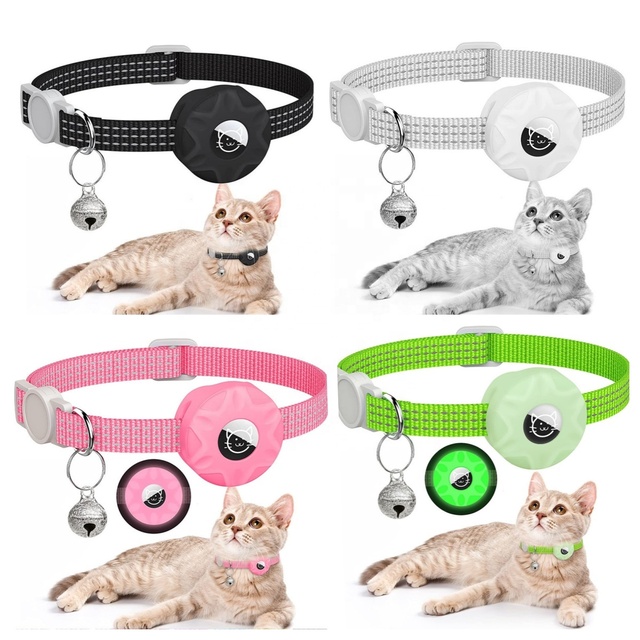 Factory Wholesale New Design Cat Collar Reflective Tracker Holder with Bell Safe Pet Collar Made of Silicone Nylon Solid Pattern