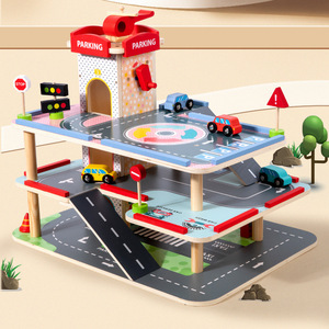 Ensemble de jouets de course automobile en bois <span class=keywords><strong>pour</strong></span> garage de stationnement, <span class=keywords><strong>pour</strong></span> enfants de 1 à 7 ans, jeux éducatifs Montessori, jeux parent-enfant, cadeau <span class=keywords><strong>d</strong></span>'<span class=keywords><strong>anniversaire</strong></span> - Product Image 1