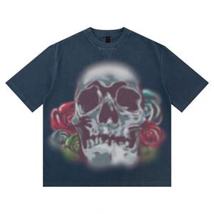 T-shirt épais en coton 100% pour hommes, lavé à la pierre avec tissu en jersey imprimé de logo personnalisé, vente en gros - Product Image 2