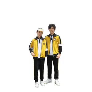 Wholesale Bright Yellow Black color customized primary school uniform sports school uniform set for fashion school kids uniform