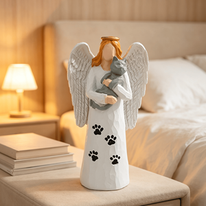 Estatua de Ángel Conmemorativa para Mascotas, Hecha a Mano con Resina, con Huella de Pata de Gato, para Decoración del Hogar, Regalo - Product Image 5