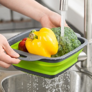 2 Pack Collapsible Colander Set Foldable Collapsible Strainers for Kitchen Square Colander Kitchen Strainer <b>Baskets</b> - Product Image 6