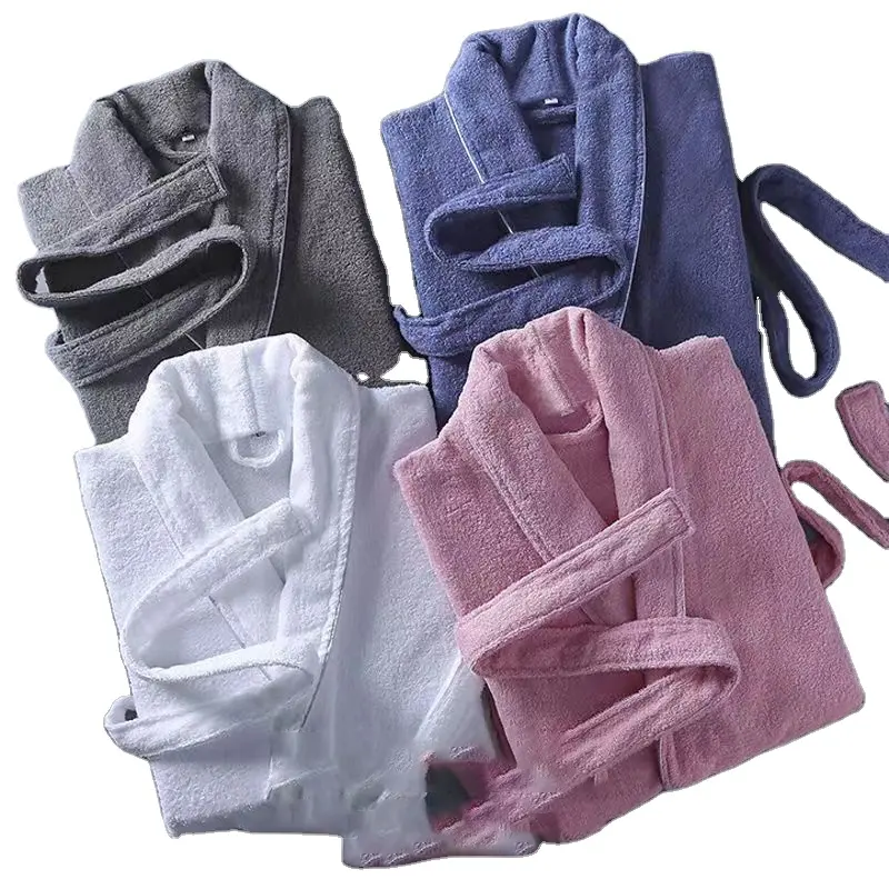 High quality cotton one piece design plain cotton large gram weight fully crafted women men bathrobes
