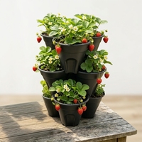 Lot de 3 pots de culture empilables en plastique pour jardin, résistants aux UV, multi-niveaux, pour légumes et fraises
