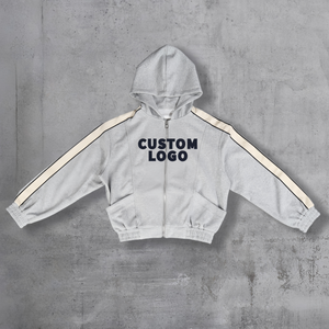 Sweat à capuche personnalisé à fermeture éclair, coupe ample, style vintage, streetwear, épaules tombantes, design à rayures, sweat à capuche pour hommes - Product Image 3