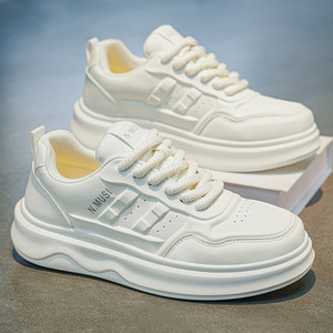 Men's Sports Casual Shoes Trendy Breathable <b>Leather</b> Shoes Thick-soled men Women Skateboarding Shoes Fashion flat <b>Sneakers</b> shoes - Product Image 2
