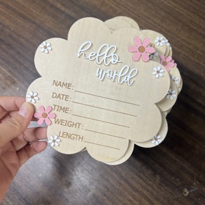 Décor de pépinière bébé 15cm annonce chanter bonjour monde <span class=keywords><strong>naissance</strong></span> Stats nouveau-né disque pour cadeaux d'hôpital - Product Image 5