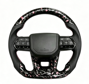Volant de voiture personnalisé en fibre de carbone pour <span class=keywords><strong>Toyota</strong></span> Corolla Land Cruiser LC300 Mark X LC200 Hiace LC79 N80 N70 avec boutons en cuir noir - Product Image 2