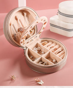 Estuche de Joyería Portátil con Cierre y Logotipo Personalizado, de Cuero PU con Forro de Terciopelo, Ideal para Viajes, con Espejo, para Anillos y Aretes, Pequeño y Bonito - Product Image 2