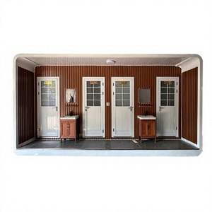 Cabine de toilette en bois portable, design minimaliste, pour usage public extérieur, forme rectangulaire - Product Image 3