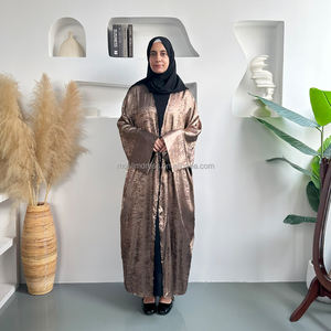 哈比卜库存女性闪亮和服阿巴亚2025迪拜时尚前开阿巴亚穆斯林连衣裙 - Product Image 2