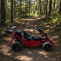 Go Kart Eléctrico Todoterreno, Buggy UTV de 4 Ruedas, Luz LED Delantera, Jaula Antivuelco, Amortiguador de Resorte Helicoidal Rojo, Neumático Grande, 1 Asiento, Diversión al Aire Libre para Adultos