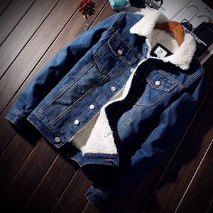 Chaqueta Vaquera de Invierno para <span class=keywords><strong>Hombre</strong></span> con Forro Polar de Corte Entallado Tallas Grandes Forro Esponjoso Engrosado Top <span class=keywords><strong>Juvenil</strong></span> Acolchado de Algodón de Alta Calidad - Product Image 3