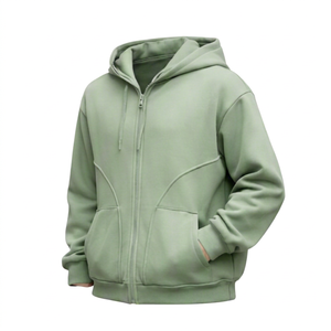 Sweat à capuche surdimensionné respirant pour homme, 100 % coton épais, avec logo personnalisé, fermeture éclair intégrale, design masque de ski, vierge, vente en gros - Product Image 5