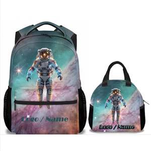 Custom Space Theme Astronaut Print Kids School <b>Backpack</b> Set With <b>Lunch</b> <b>Bag</b> for Boys Girls Kids Primary Middle School Aged 6-18 - Product Image 1