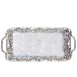 Plato Rectangular de Cemento Pulido Clásico Hecho a Mano de Lujo, Tabla de Quesos Esmaltada Blanca, Apto para Lavavajillas, Ecológico, Resistente a las Heladas - Product Image 2