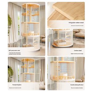 Nouvelle Conception d'Usine - Villa Cylindrique Panoramique <span class=keywords><strong>de</strong></span> Luxe pour Chat - Cage Spacieuse en Bois pour Usage Intérieur - Accessoires pour Animaux <span class=keywords><strong>de</strong></span> Compagnie - Product Image 3
